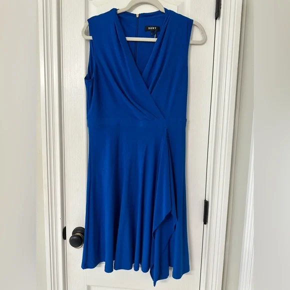 dkny cobalt blue dress Smocked Waist Commuter Dress | Work main image 0